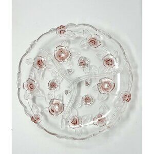 Mikasa Bella‎ Rosa Round Divided Dish Pink Frost Roses Formal 13.25"  SA 911/345